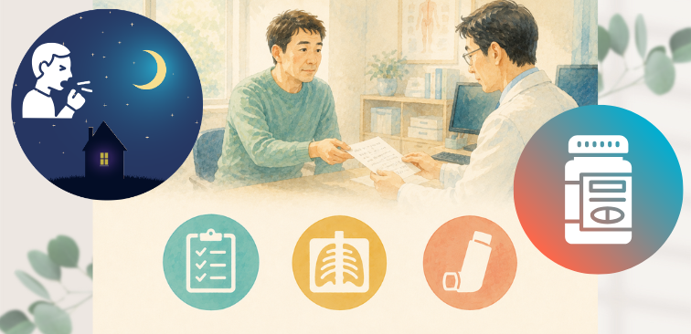 病院を受診し医師に症状を説明している男性