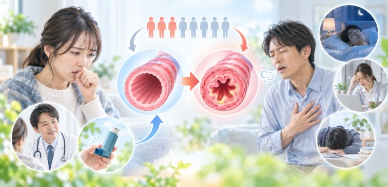 咳喘息と診断された人が喘息に移行する割合を説明