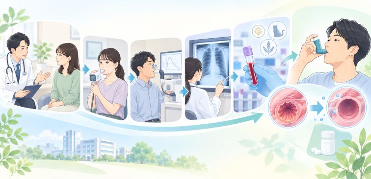 医師の説明を受けて検査をして治療をしている人
