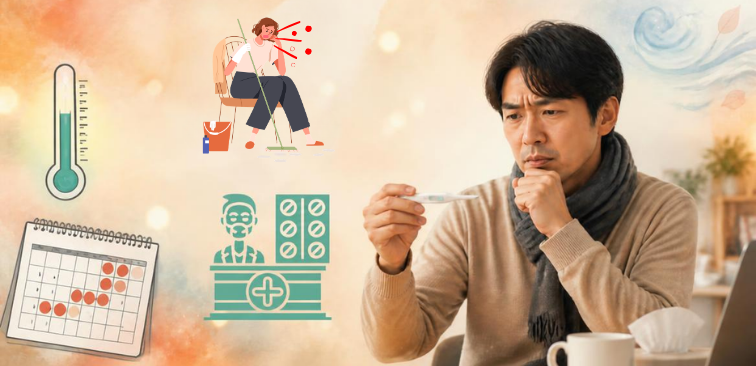 咳が続き受診するタイミングを考えている様子