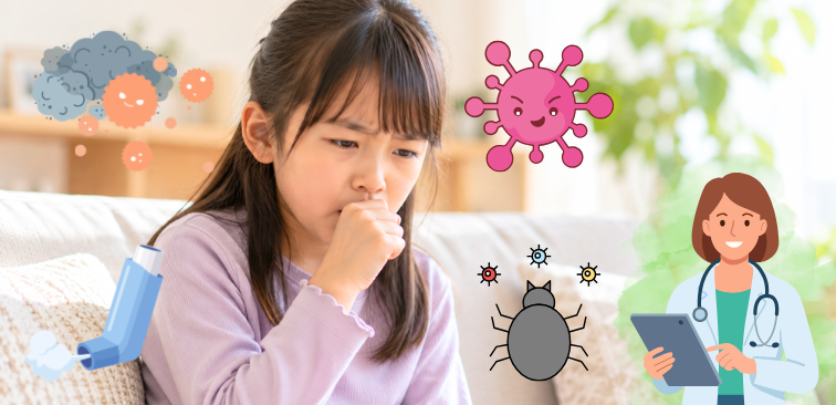 アレルギーが要因で咳が続いている子ども